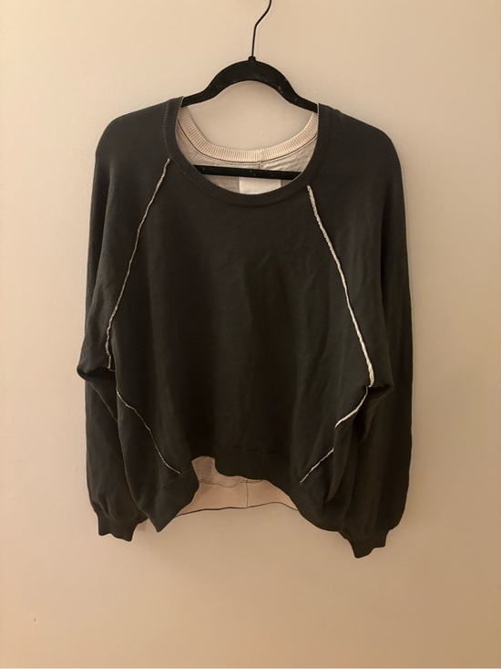 aerie Sweaters - aerie Black Crewneck Pullover Sweater with Cream Trim